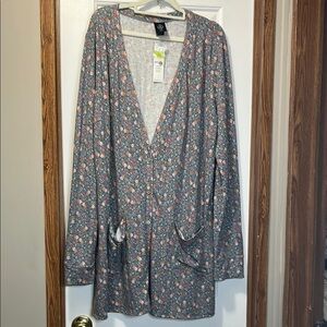 Agnes & Dora Gray Floral Cardigan XXL NWT
